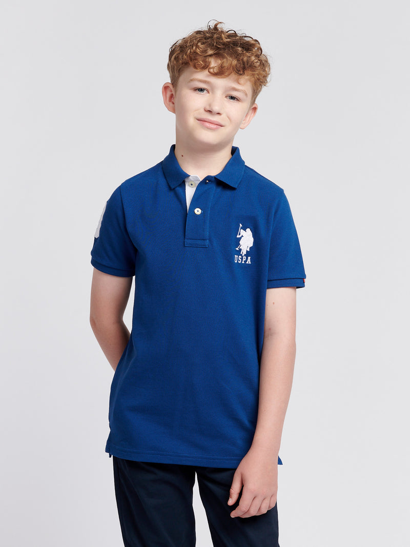 Boys Player 3 Pique Polo Shirt in Navy Peony