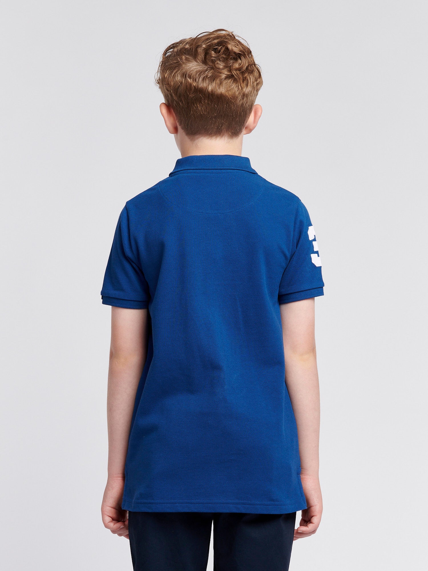 Boys Player 3 Pique Polo Shirt in Navy Peony