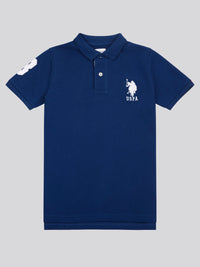 Boys Player 3 Pique Polo Shirt in Navy Peony