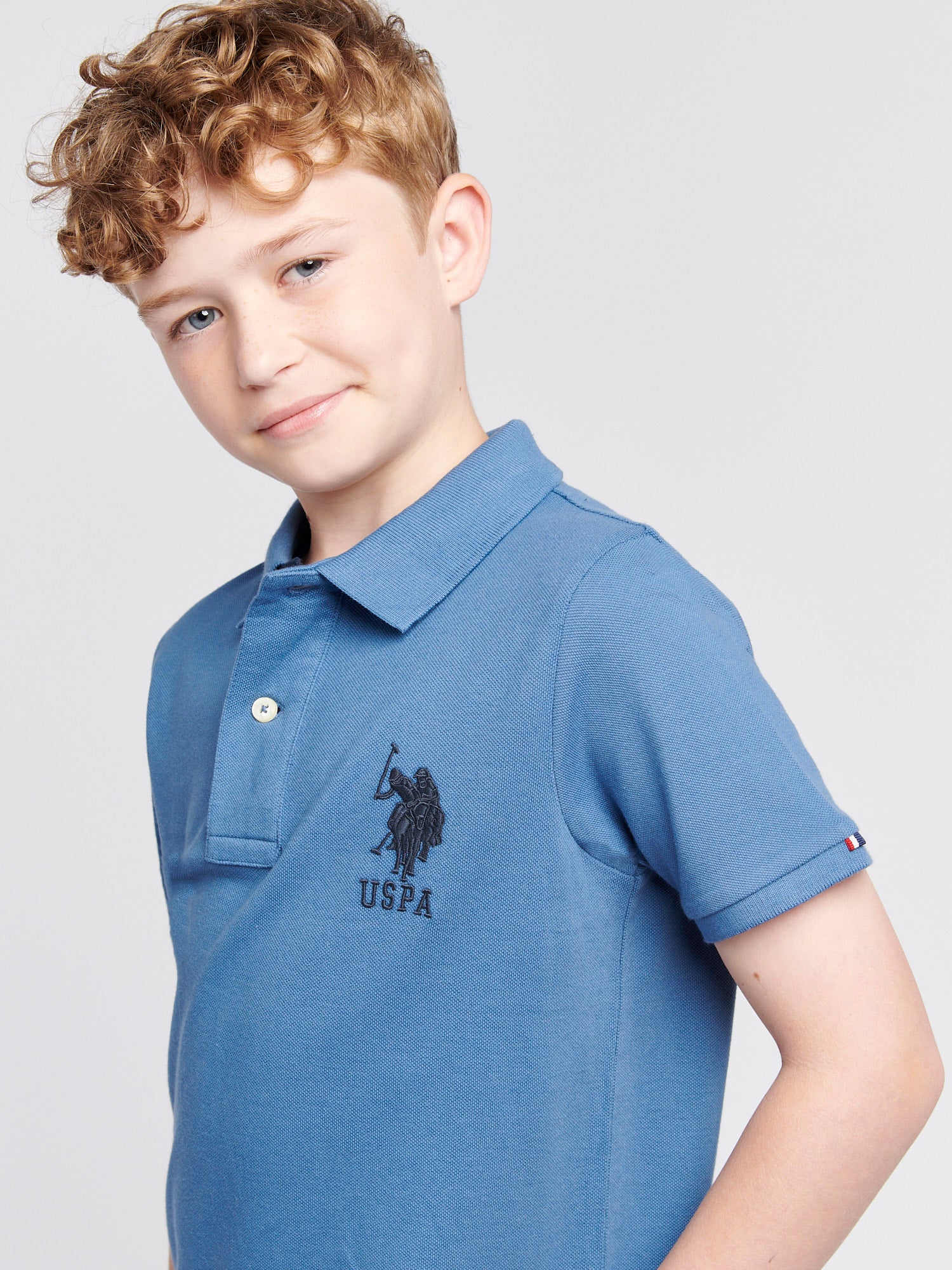 Boys Player 3 Pique Polo Shirt in Blue Horizon