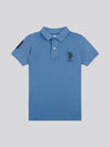 Boys Player 3 Pique Polo Shirt in Blue Horizon