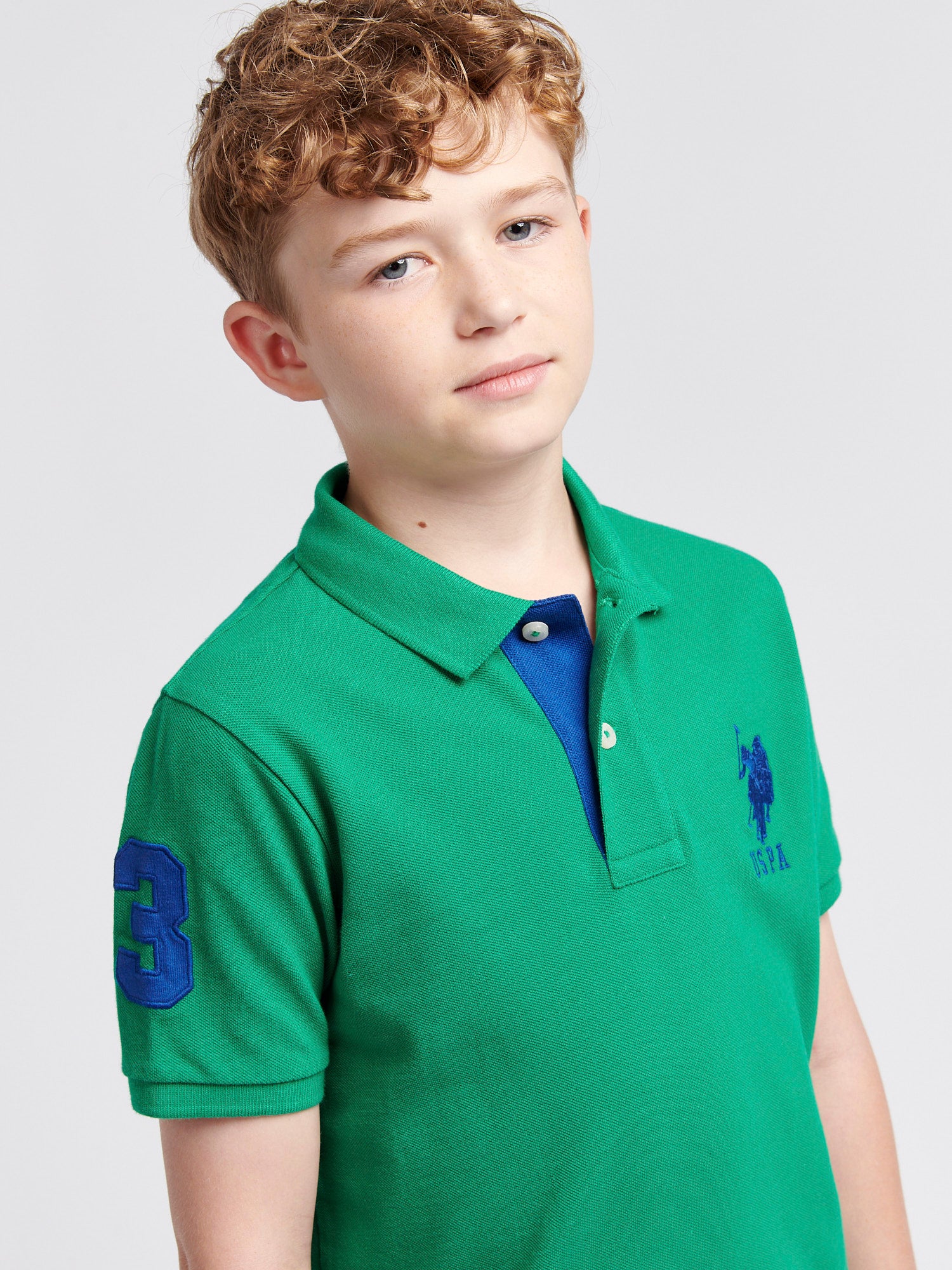 Boys Player 3 Pique Polo Shirt in Lush Meadow