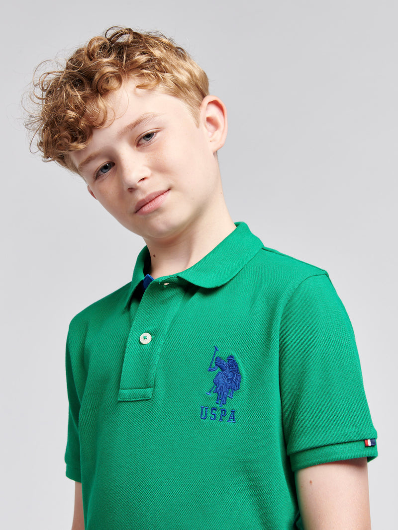 Boys Player 3 Pique Polo Shirt in Lush Meadow