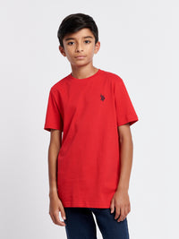 Boys Double Horsemen T-Shirt in Haute Red