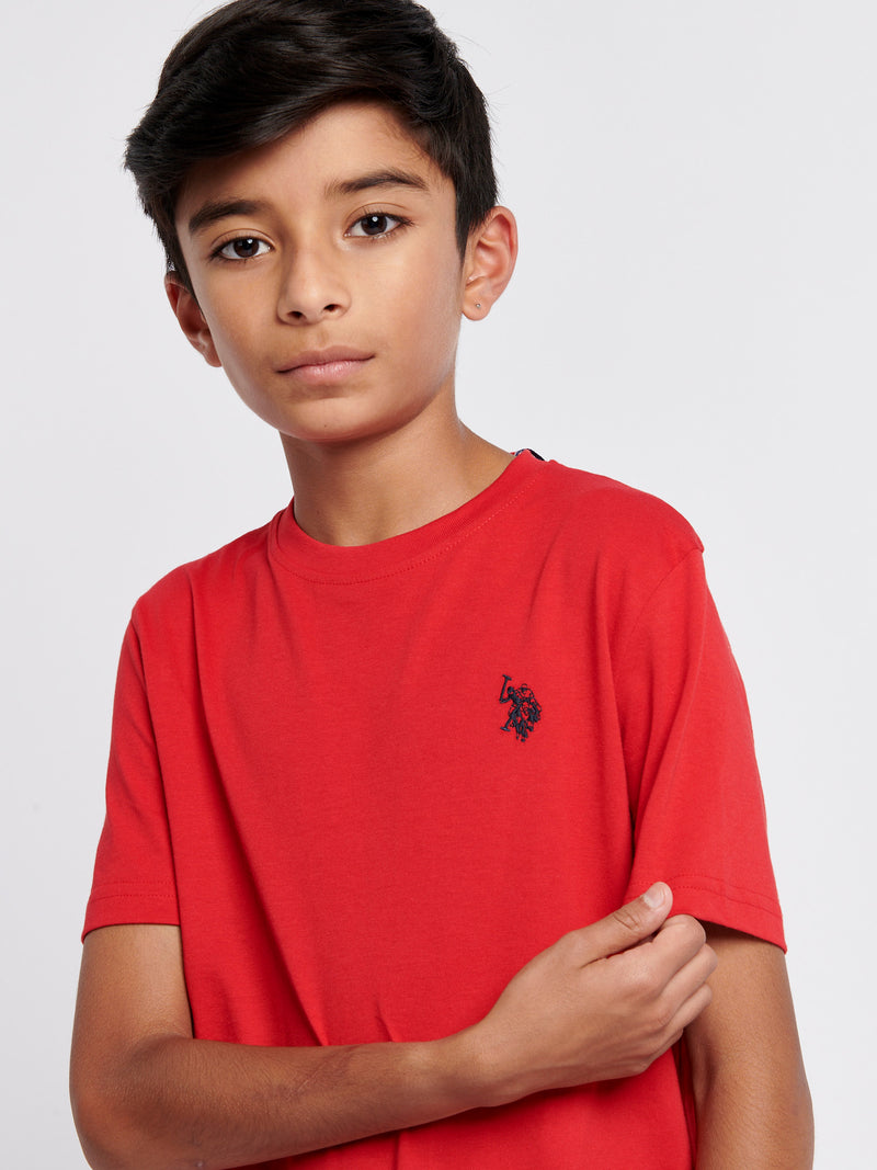 Boys Double Horsemen T-Shirt in Haute Red