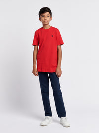 Boys Double Horsemen T-Shirt in Haute Red