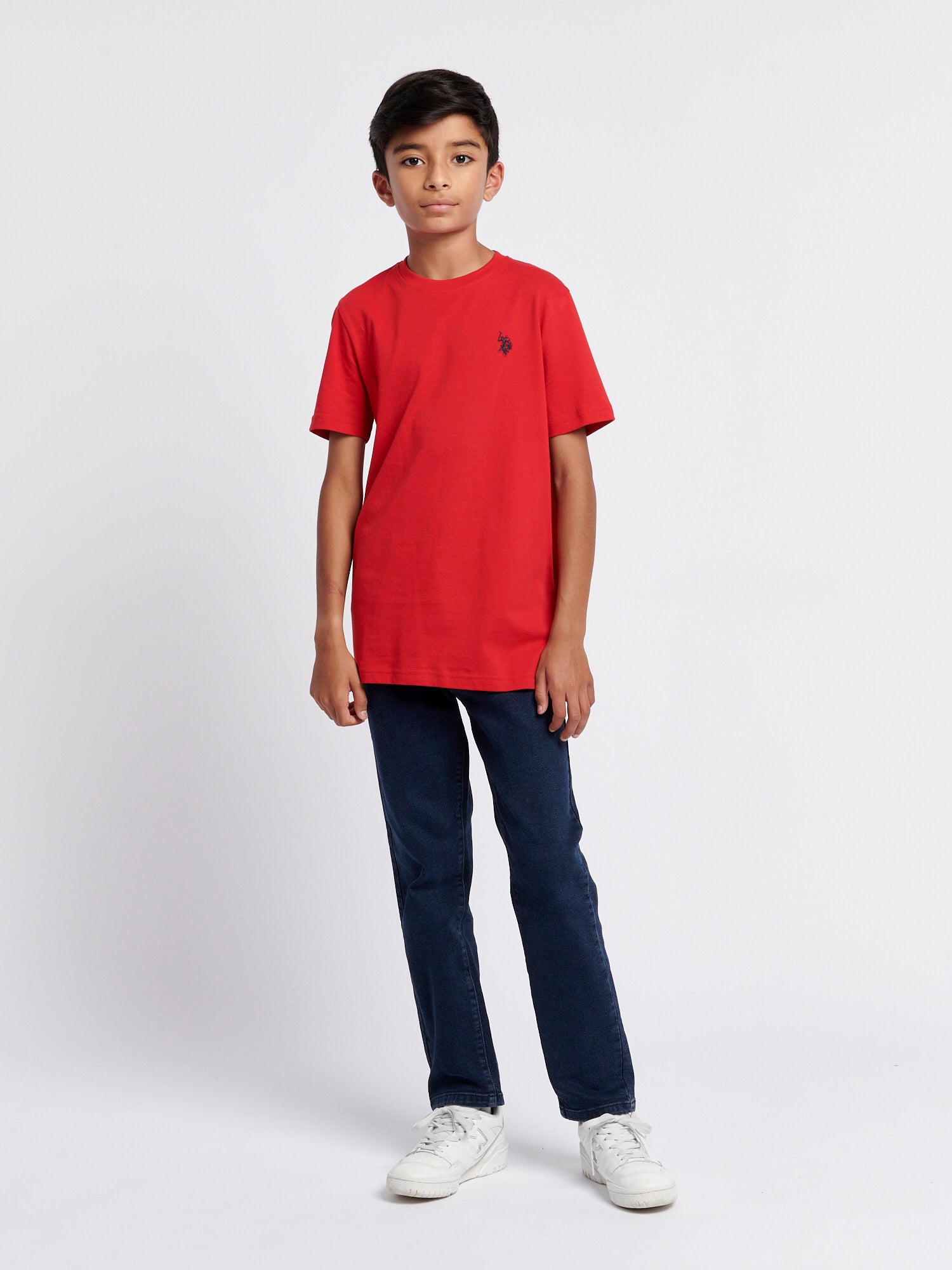 Boys Double Horsemen T-Shirt in Haute Red