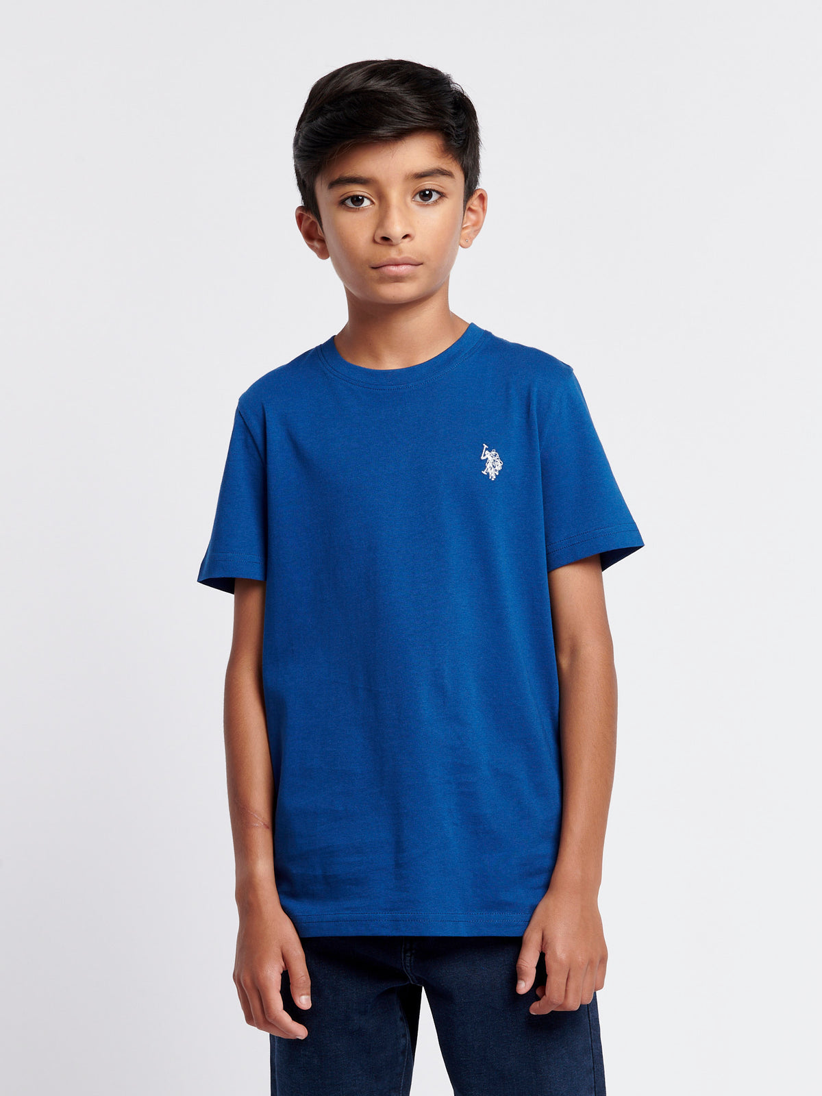 Boys Double Horsemen T-Shirt in Navy Peony