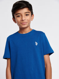 Boys Double Horsemen T-Shirt in Navy Peony