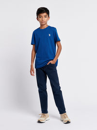 Boys Double Horsemen T-Shirt in Navy Peony