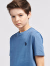 Boys Double Horsemen T-Shirt in Blue Horizon