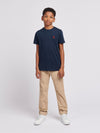 Boys Double Horsemen T-Shirt in Dark Sapphire Navy / Haute Red DHM