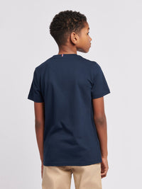 Boys Double Horsemen T-Shirt in Dark Sapphire Navy / Haute Red DHM