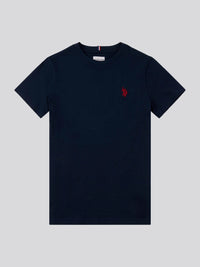 Boys Double Horsemen T-Shirt in Dark Sapphire Navy / Haute Red DHM