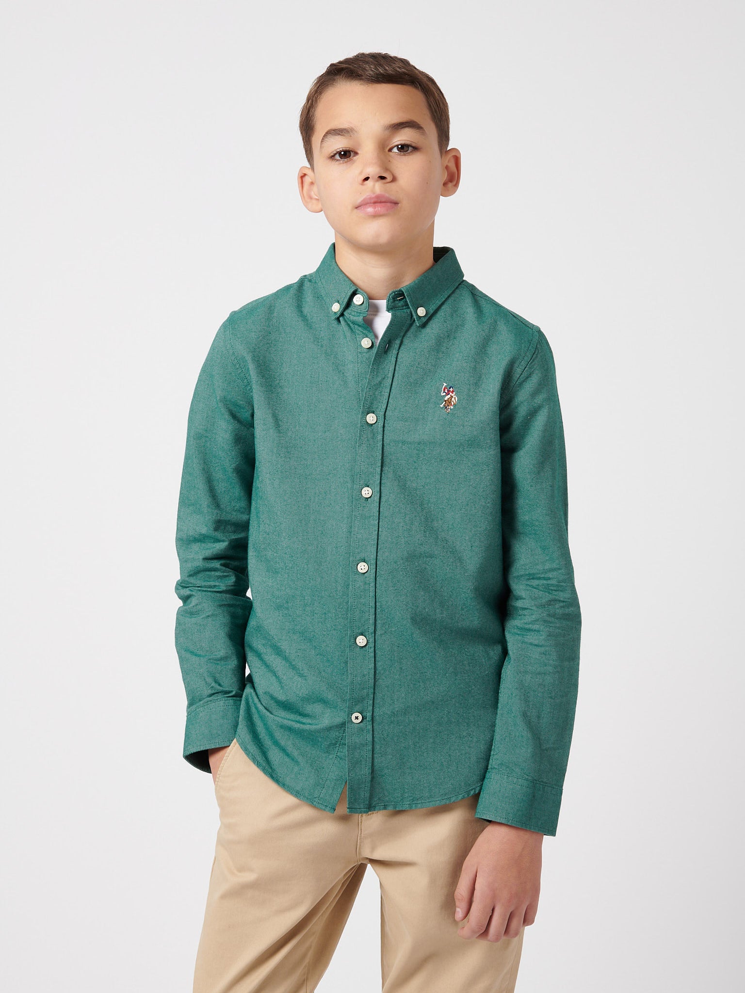 Boys Oxford Shirt in Rain Forest