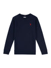 Boys Double Horsemen Sweatshirt in Dark Sapphire Navy / Haute Red DHM