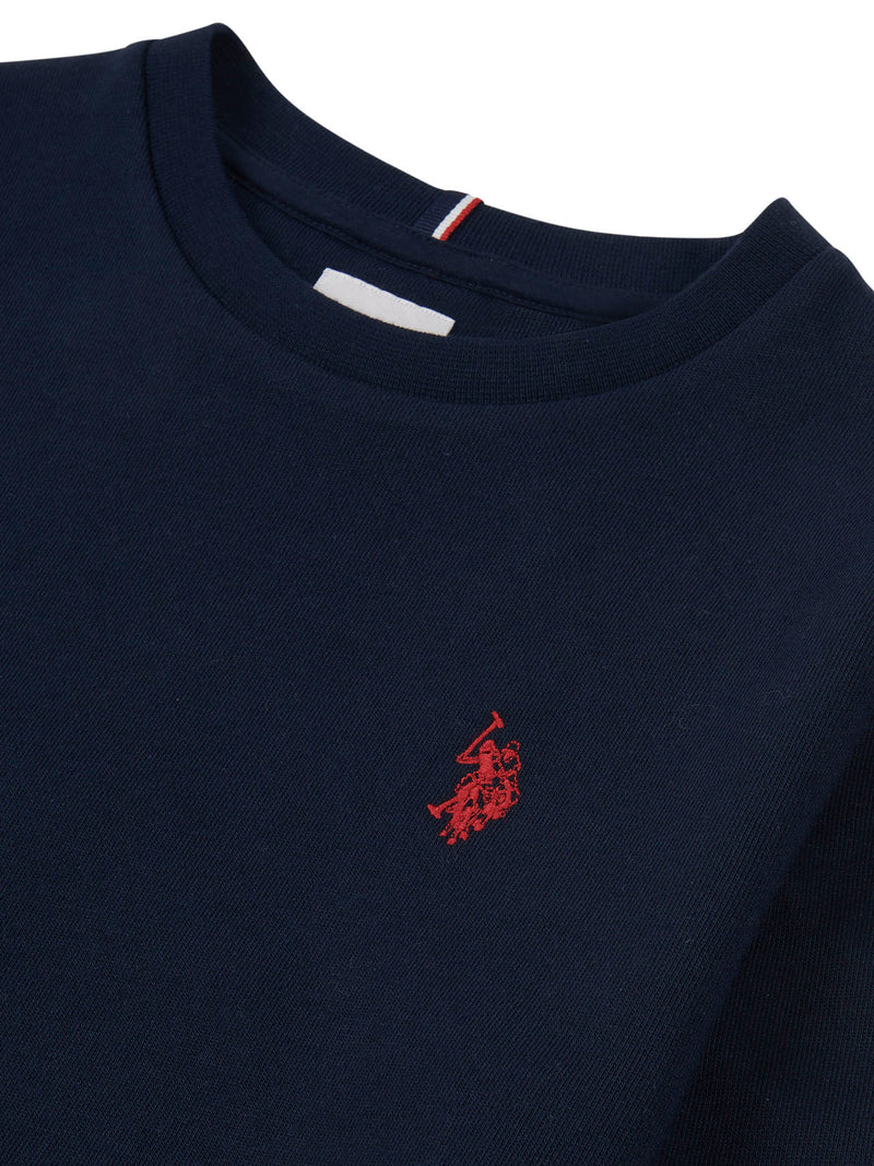 Boys Double Horsemen Sweatshirt in Dark Sapphire Navy / Haute Red DHM