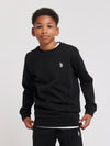 Boys Double Horsemen Sweatshirt in Black Bright White DHM