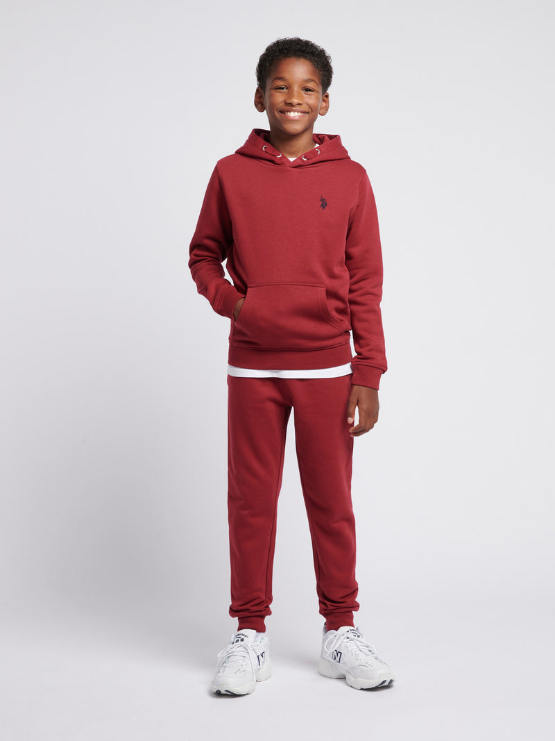 Boys Double Horsemen Brush Back Hoodie in Tibetan Red