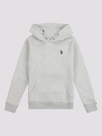 Boys Double Horsemen Brush Back Hoodie in Mid Grey Marl