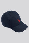 Boys Washed Canvas Cap in Dark Sapphire Navy / Haute Red DHM