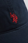 Boys Washed Canvas Cap in Dark Sapphire Navy / Haute Red DHM