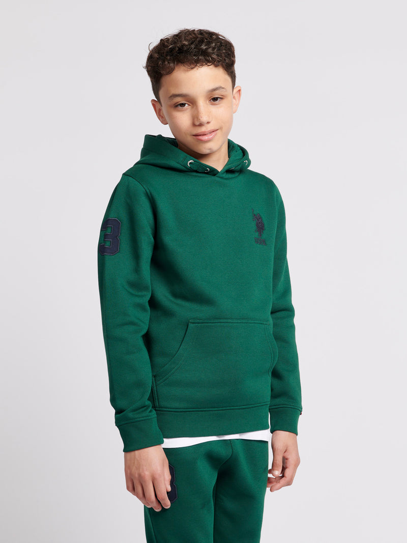 Boys Player 3 Brush Back Hoodie in Rain Forest