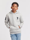 Boys Player 3 Brush Back Hoodie in Mid Grey Marl