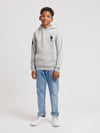 Boys Player 3 Brush Back Hoodie in Mid Grey Marl