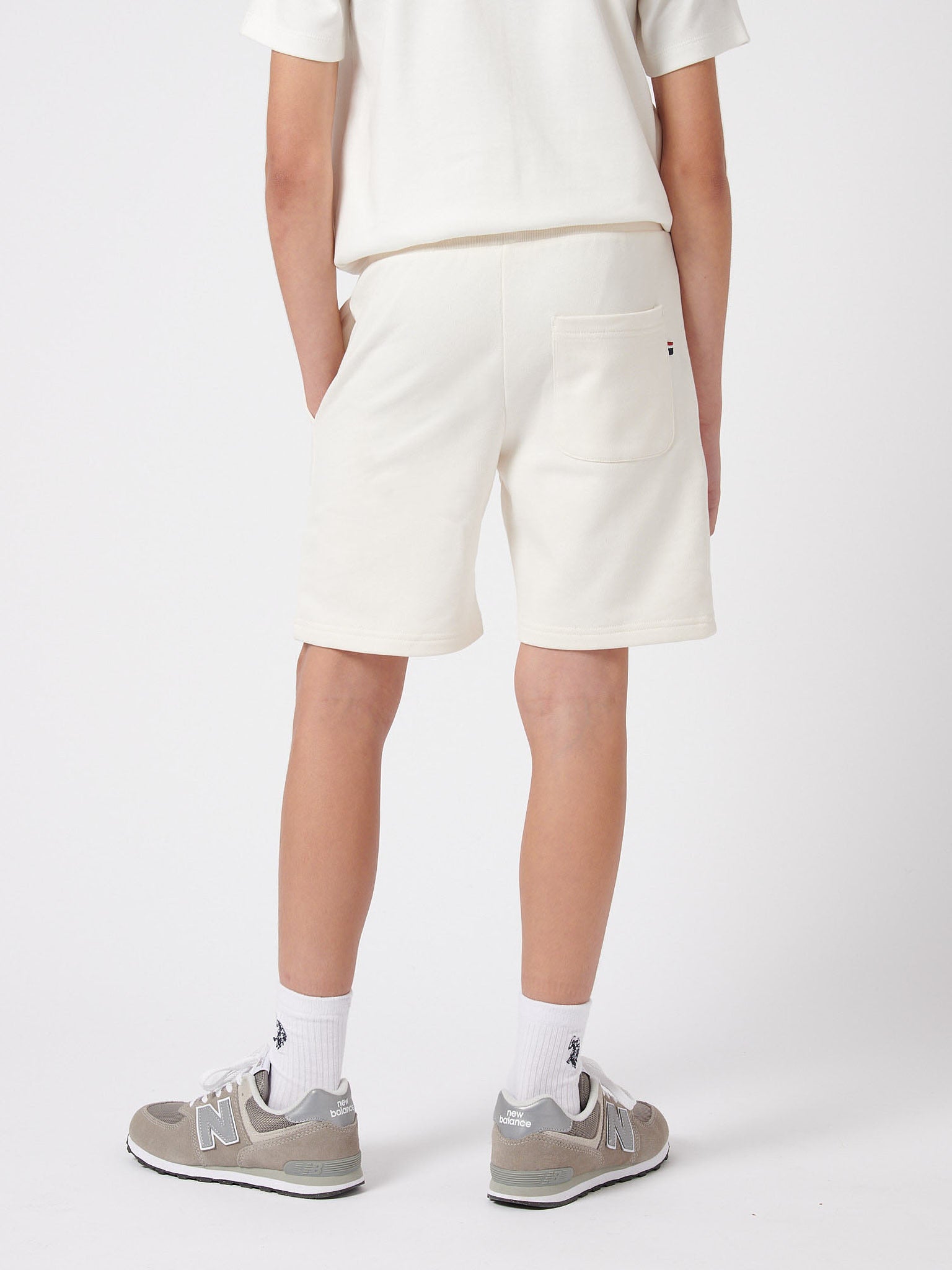 Boys Double Horsemen Sweat Shorts in Whisper White