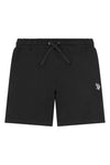 Boys Double Horsemen Sweat Shorts in Black Bright White DHM