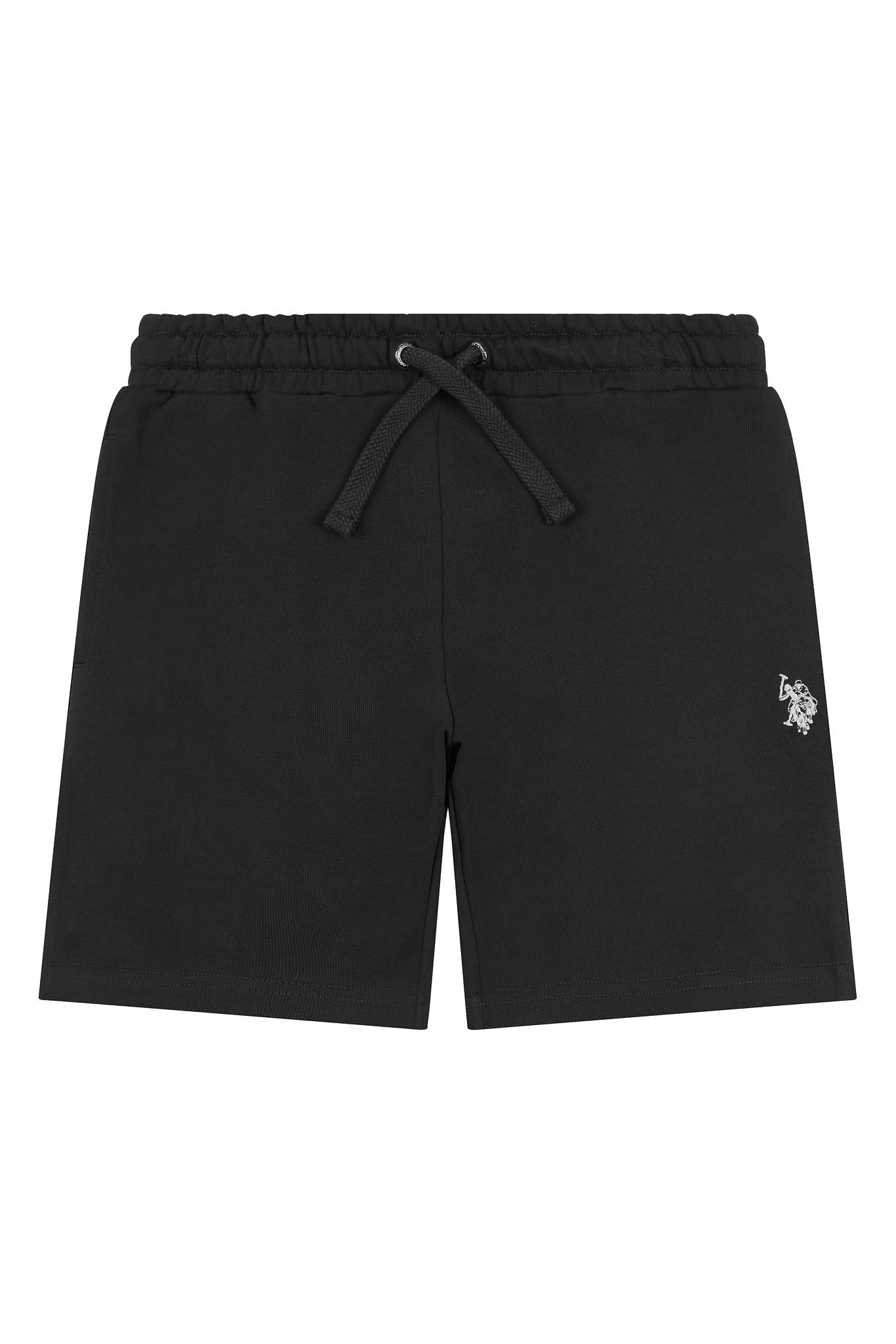 Boys Double Horsemen Sweat Shorts in Black Bright White DHM