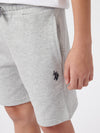 Boys Double Horsemen Sweat Shorts in Mid Grey Marl