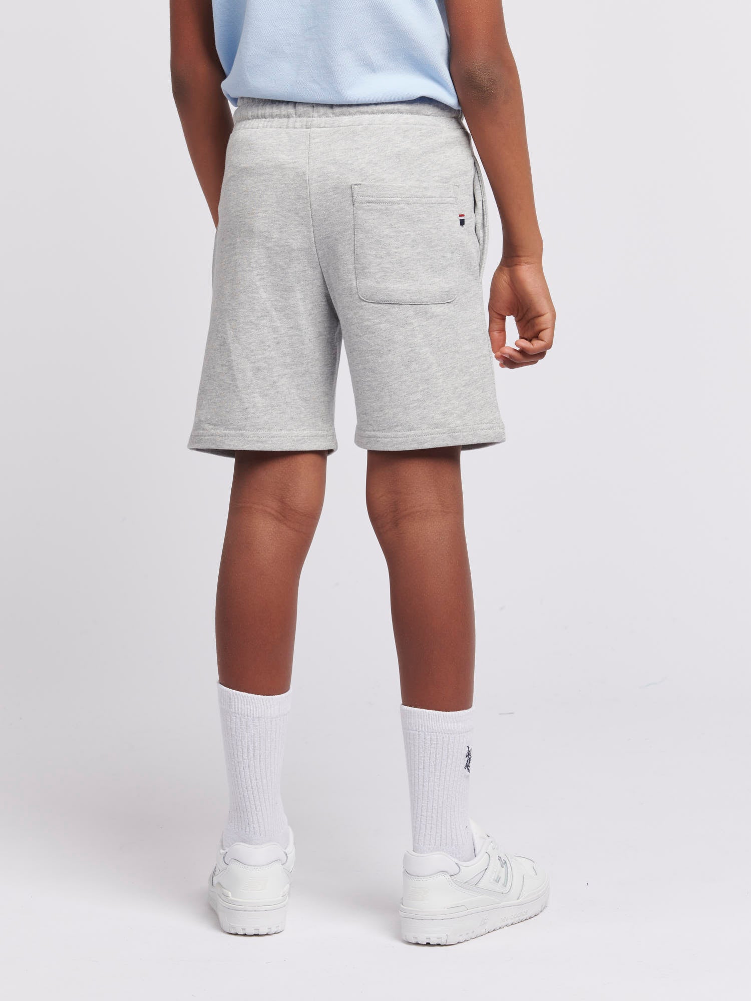 Boys Double Horsemen Sweat Shorts in Mid Grey Marl