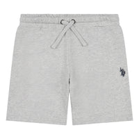 Boys Double Horsemen Sweat Shorts in Mid Grey Marl