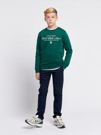 Boys Premium Graphic Crew Sweatshirt in Rain Forest