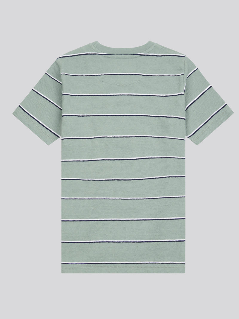 Boys Texture Stripe T-Shi in Chinois Green