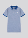 Boys Two Tone Pique Polo Shirt in Navy Peony