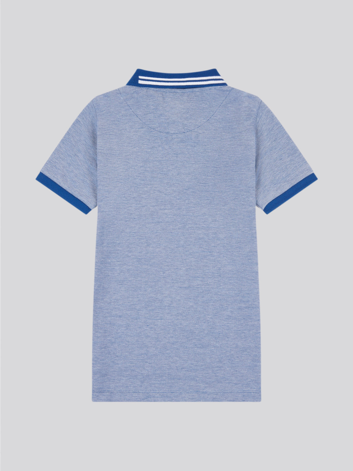 Boys Two Tone Pique Polo Shirt in Navy Peony