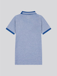 Boys Two Tone Pique Polo Shirt in Navy Peony