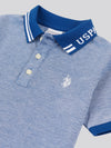 Boys Two Tone Pique Polo Shirt in Navy Peony