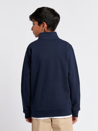 Boys Double Horsemen 1/4 Zip in Dark Sapphire Navy / Haute Red DHM