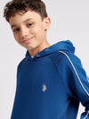 Boys Piped Raglan Hoodie in Navy Peony