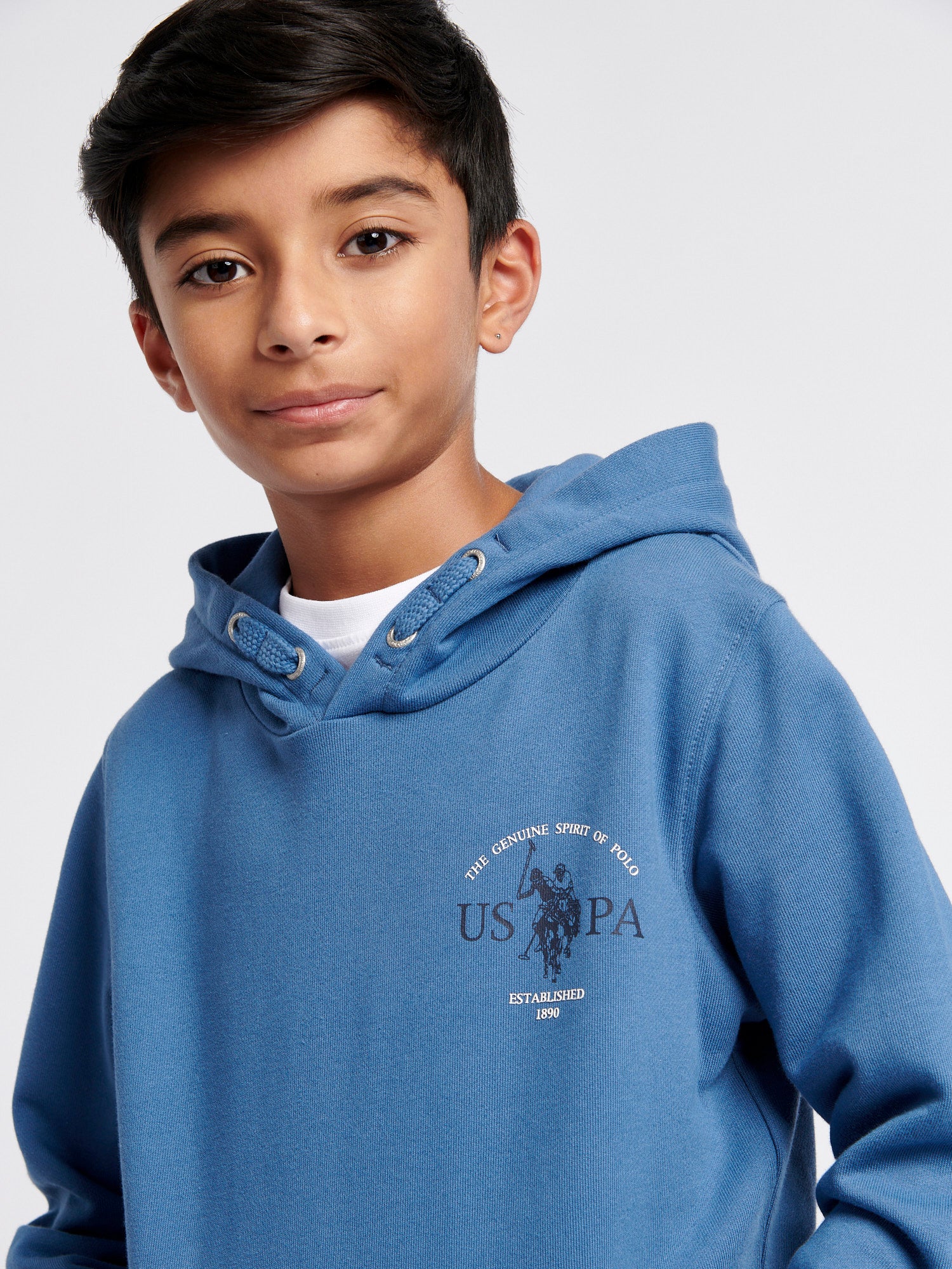 Boys Graphic Loop Back Hoodie in Blue Horizon