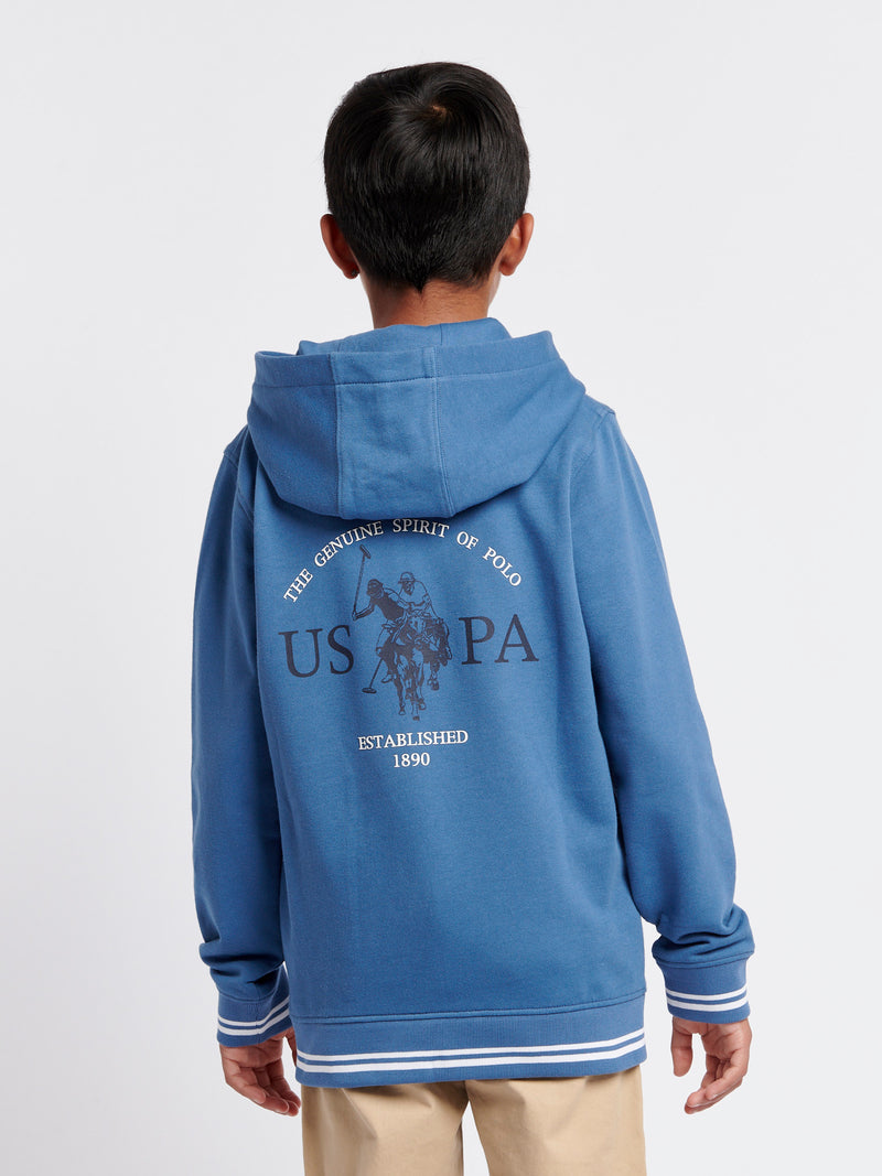 Boys Graphic Loop Back Hoodie in Blue Horizon