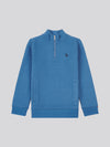 Boys Herringbone ¼ Zip Sweatshirt in Blue Horizon Marl