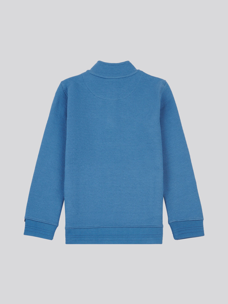 Boys Herringbone ¼ Zip Sweatshirt in Blue Horizon Marl