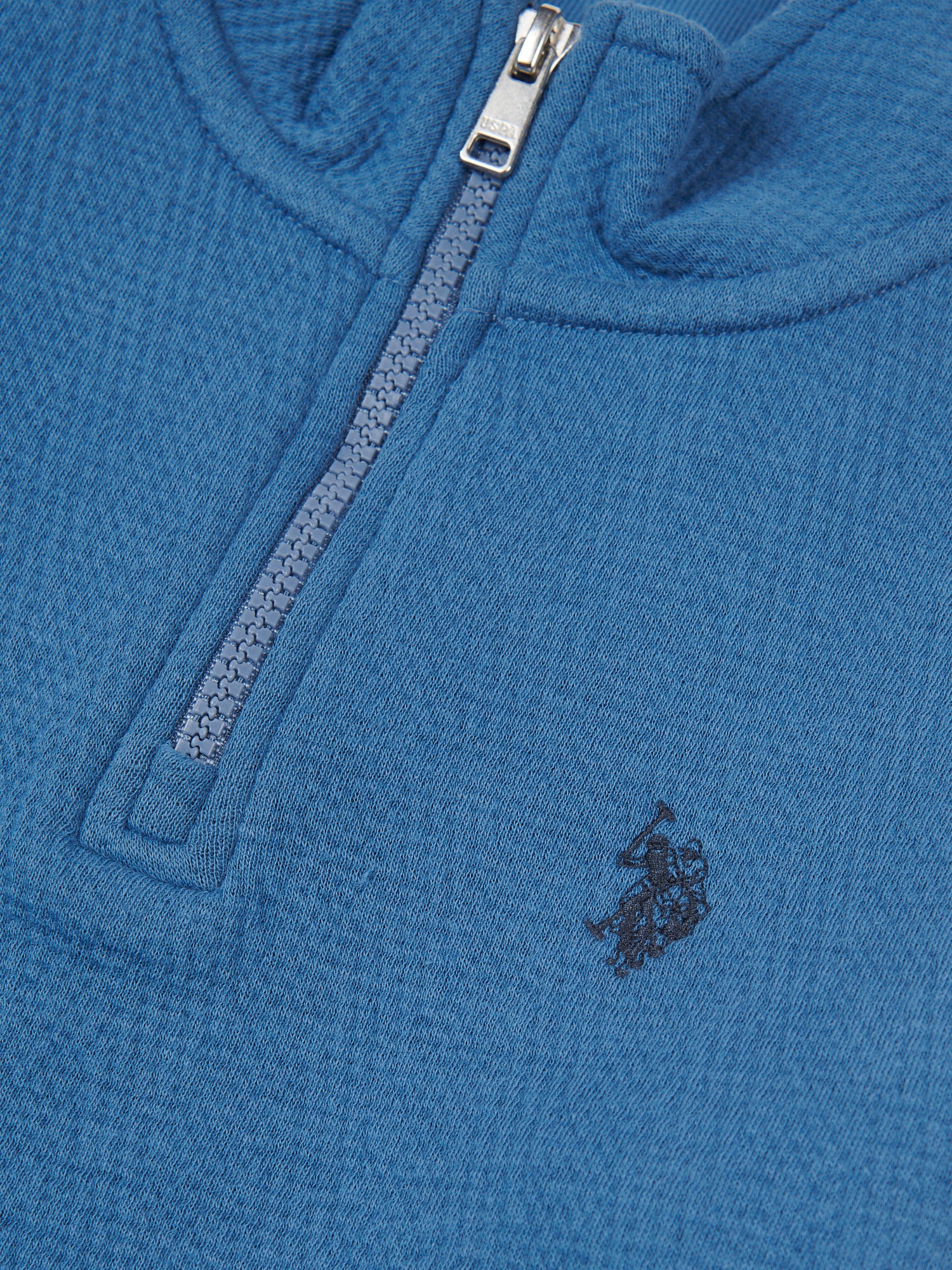 Boys Herringbone ¼ Zip Sweatshirt in Blue Horizon Marl