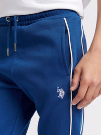 Boys Piped Joggers in Navy Peony