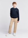 Boys Cable Knit Jumper in Dark Sapphire Navy / Moonlight Blue DHM